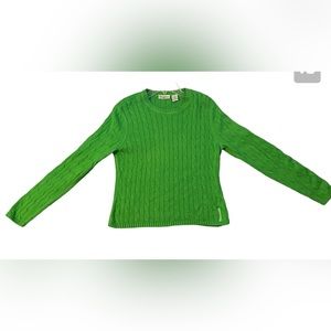 Bright Green Ralph Lauren Cable Knit Sweater Size L